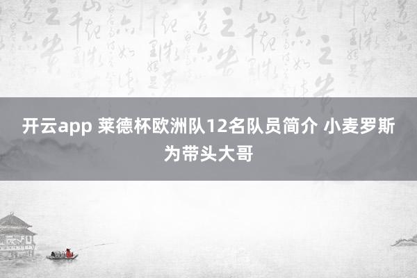 开云app 莱德杯欧洲队12名队员简介 小麦罗斯为带头大哥