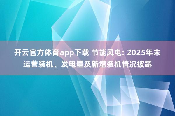 开云官方体育app下载 节能风电: 2025年末运营装机、发电量及新增装机情况披露