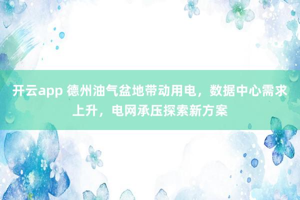 开云app 德州油气盆地带动用电，数据中心需求上升，电网承压探索新方案