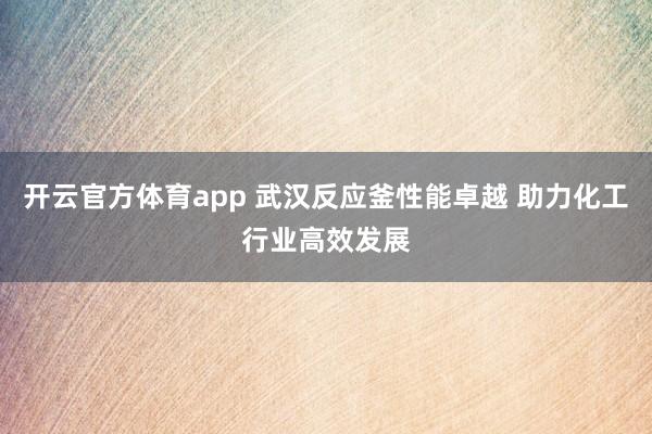 开云官方体育app 武汉反应釜性能卓越 助力化工行业高效发展