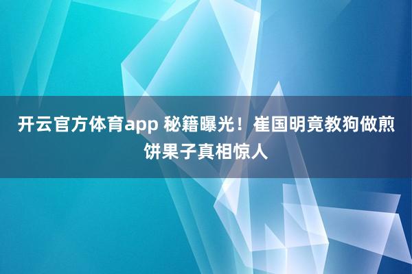 开云官方体育app 秘籍曝光！崔国明竟教狗做煎饼果子真相惊人