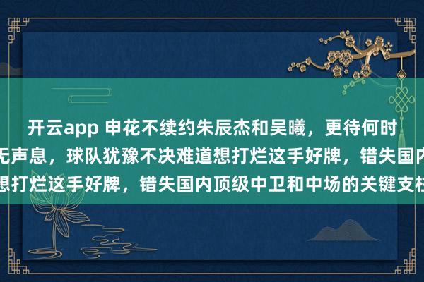 开云app 申花不续约朱辰杰和吴曦，更待何时，眼看合同将尽却迟迟无声息，球队犹豫不决难道想打烂这手好牌，错失国内顶级中卫和中场的关键支柱