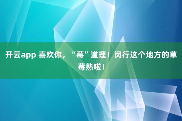 开云app 喜欢你，“莓”道理！闵行这个地方的草莓熟啦！