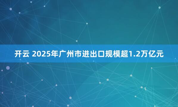 开云 2025年广州市进出口规模超1.2万亿元