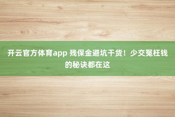 开云官方体育app 残保金避坑干货！少交冤枉钱的秘诀都在这