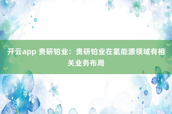 开云app 贵研铂业：贵研铂业在氢能源领域有相关业务布局