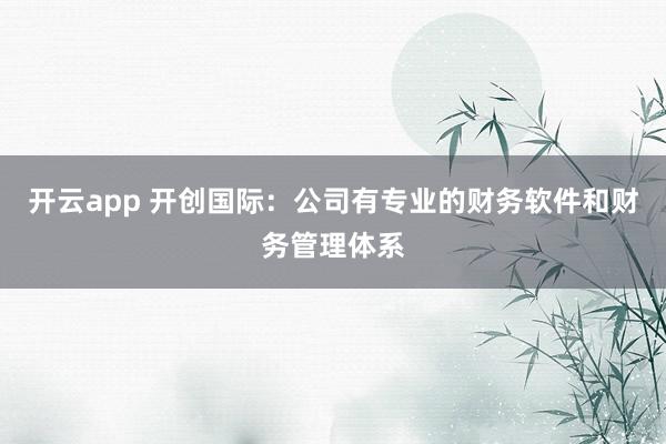 开云app 开创国际：公司有专业的财务软件和财务管理体系