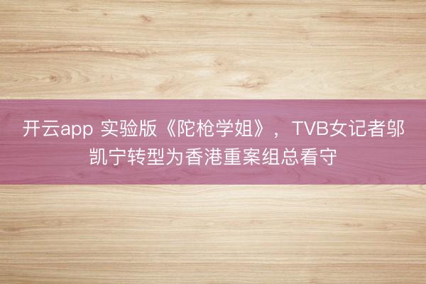 开云app 实验版《陀枪学姐》,TVB女记者邬凯宁转型为香港重案组总看守
