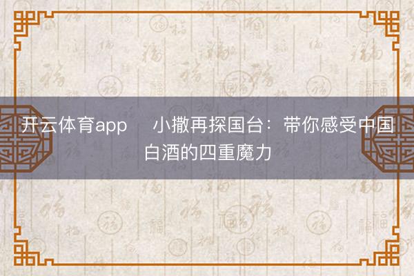 开云体育app 小撒再探国台:带你感受中国白酒的四重魔力
