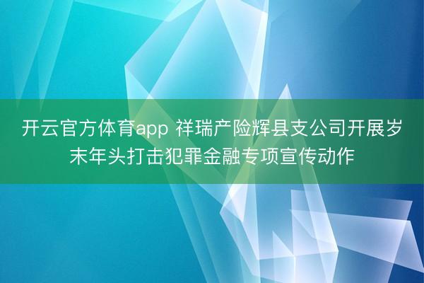 开云官方体育app 祥瑞产险辉县支公司开展岁末年头打击犯罪金融专项宣传动作