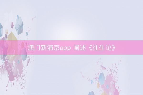 澳门新浦京app 阐述《往生论》